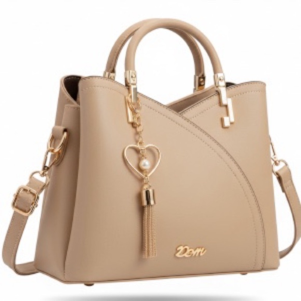 2 Piece Khaki Tote Handbag Set Fashion/Clutch. CHARM NOT INCLUDED!